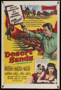 1y182 DESERT SANDS 1sh '55 with the howling fury of a thousand sandstorms, they struck!