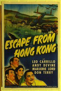 1y226 ESCAPE FROM HONG KONG 1sh '42 Leo Carrillo, Andy Devine, & Marjorie Lord!