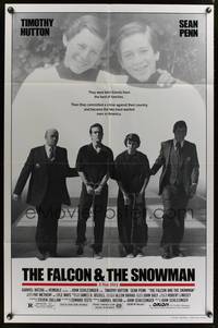 1y238 FALCON & THE SNOWMAN 1sh '85 Sean Penn, Timothy Hutton, John Schlesigner directed!