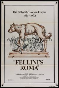 1y248 FELLINI'S ROMA 1sh '72 Italian Federico classic, the fall of the Roman Empire!