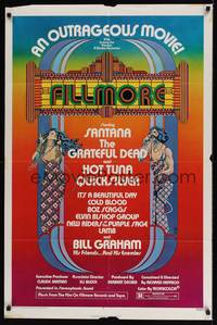 1y252 FILLMORE 1sh '72 Grateful Dead, Santana, rock & roll concert, cool Byrd art!