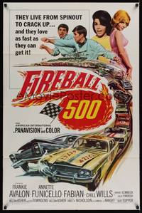 1y253 FIREBALL 500 1sh '66 race car driver Frankie Avalon & sexy Annette Funicello!