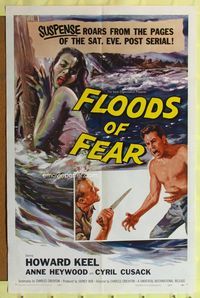 1y262 FLOODS OF FEAR 1sh '59 Howard Keel, Anne Heywood, great Reynold Brown artwork!