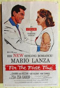 1y268 FOR THE FIRST TIME 1sh '59 great art of Mario Lanza with a gorgeous new screen beauty!
