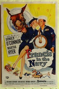 1y277 FRANCIS IN THE NAVY 1sh '55 sailor Donald O'Connor & Martha Hyer + talking mule!