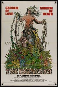 1y291 GARDENER 1sh '74 Garden of Love and Death, cool horror art by David M. Gaadt!
