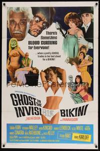 1y297 GHOST IN THE INVISIBLE BIKINI 1sh '66 Boris Karloff + sexy girls & wacky horror images!