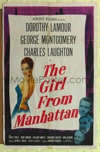 1y302 GIRL FROM MANHATTAN 1sh '48 George Montgomery, art of sexy Dorothy Lamour!