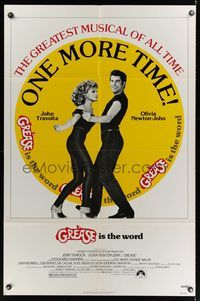 1y317 GREASE 1sh R80 close up of John Travolta & Olivia Newton-John in a most classic musical!