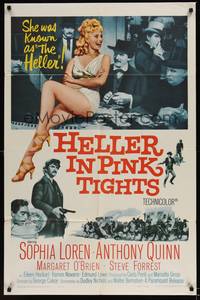 1y346 HELLER IN PINK TIGHTS 1sh '60 sexy blonde Sophia Loren, great gambling image!