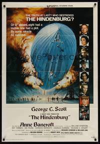 1y360 HINDENBURG 1sh '76 George C. Scott & all-star cast, art of zeppelin crashing down!
