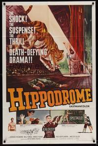 1y361 HIPPODROME 1sh '61 Geliebte Bestie, cool circus art, the thrill of death-defying drama!