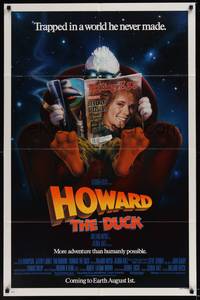1y381 HOWARD THE DUCK advance 1sh '86 George Lucas, Lea Thompson, Jeffrey Jones, Tim Robbins