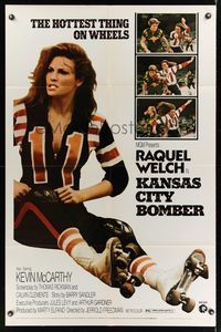 1y443 KANSAS CITY BOMBER 1sh '72 sexy roller derby girl Raquel Welch, the hottest thing on wheels!