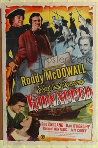 1y448 KIDNAPPED 1sh '48 Roddy McDowall, pirates, written by Robert Louis Stevenson!