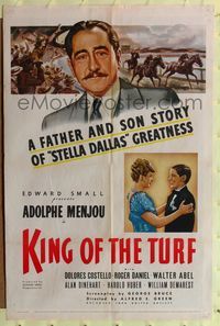 1y452 KING OF THE TURF 1sh '39 Adolphe Menjou, Dolores Costello & Roger Daniel, horse racing!