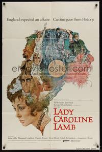 1y465 LADY CAROLINE LAMB 1sh '73 directed by Robert Bolt, great art of Sarah Miles & cast!
