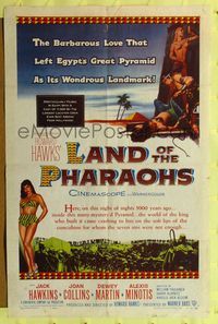 1y470 LAND OF THE PHARAOHS 1sh '55 sexy Egyptian Joan Collins, Howard Hawks!