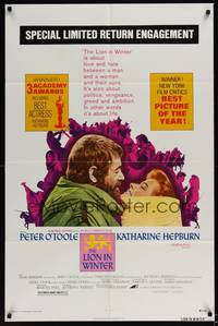 1y480 LION IN WINTER 1sh R75 Katharine Hepburn, Peter O'Toole as Henry II!