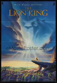1y481 LION KING DS 1sh '94 classic Disney cartoon set in Africa, cool image of Mufasa in sky!