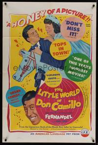 1y484 LITTLE WORLD OF DON CAMILLO 1sh '53 wacky Fernandel, Gino Cervi, Vera Talchi!