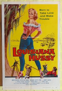 1y493 LOUISIANA HUSSY 1sh '59 art of sexy bad girl, she was born to take love and make trouble!