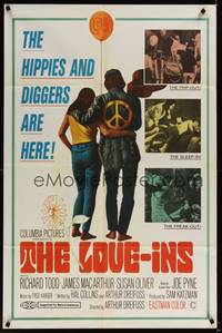 1y499 LOVE-INS 1sh '67 Richard Todd, James MacArthur, hippies & diggers, sex & drugs!