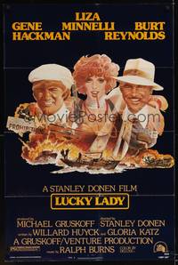 1y503 LUCKY LADY style B 1sh '75 Richard Amsel art of Gene Hackman, Liza Minnelli, Burt Reynolds!
