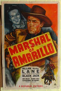 1y533 MARSHAL OF AMARILLO 1sh '48 cowboy Rocky Lane in Texas w/his stallion Black Jack!