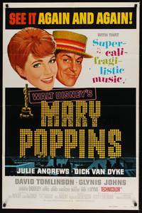 1y534 MARY POPPINS style B 1sh R73 Julie Andrews & Dick Van Dyke in Walt Disney's musical classic!