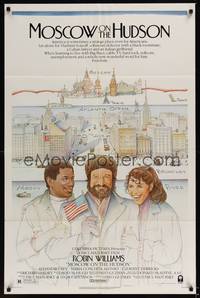 1y559 MOSCOW ON THE HUDSON 1sh '84 great artwork of Russian Robin Williams by Craig!