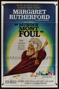 1y569 MURDER MOST FOUL 1sh '64 art of Margaret Rutherford, written by Agatha Christie!
