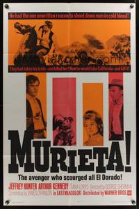1y572 MURIETA 1sh '65 Jeffrey Hunter as Joaquin Murrieta, the avenger who scourged all El Dorado!