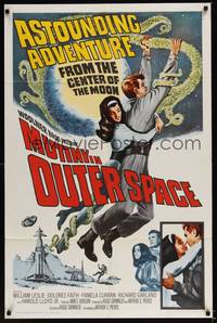 1y574 MUTINY IN OUTER SPACE 1sh '64 wacky sci-fi, astounding adventure from the moon's center!