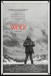 1y590 NEVER CRY WOLF 1sh '83 Walt Disney, great image of Charles Martin Smith alone in wild!