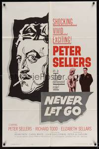 1y591 NEVER LET GO 1sh '62 Peter Sellers in a totally different role, sexy Elizabeth Sellars!
