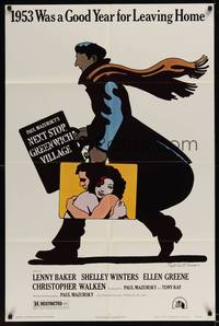 1y599 NEXT STOP GREENWICH VILLAGE 1sh '76 cool art of Lenny Baker in New York by Glazer!