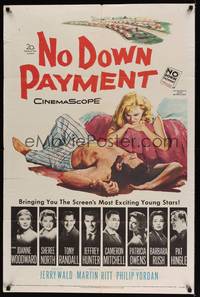 1y614 NO DOWN PAYMENT 1sh '57 Joanne Woodward, daring art of unfaithful sexy suburban couple!
