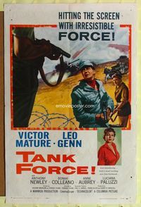 1y618 NO TIME TO DIE 1sh '58 Victor Mature, Leo Genn, hitting the screen, Tank Force!