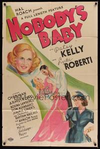 1y619 NOBODY'S BABY 1sh '37 Patsy Kelly, Lyda Roberti, Lynne Overman, romantic stone litho art!