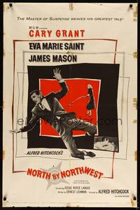 1y621 NORTH BY NORTHWEST 1sh '59 Cary Grant, Eva Marie Saint, Alfred Hitchcock classic!