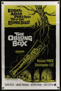1y623 OBLONG BOX int'l 1sh '69 Vincent Price, Christopher Lee, Edgar Allan Poe, cool horror art!