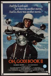 1y628 OH, GOD! BOOK II 1sh '80 great wacky image of George Burns on a motorcycle!