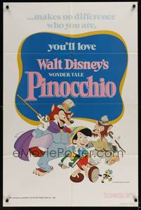 1y663 PINOCCHIO 1sh R78 Disney classic fantasy cartoon about a wooden boy who wants to be real!