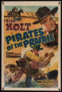 1y664 PIRATES OF THE PRAIRIE style A 1sh '42 Howard Bretherton directed, Tim Holt, Cliff Edwards!