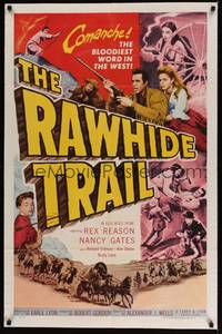 1y695 RAWHIDE TRAIL 1sh '58 killer-Comanches gather for the bloody eve of the tomahawk & knife!