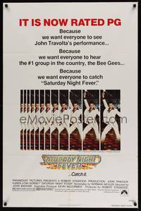 1y728 SATURDAY NIGHT FEVER PG style 1sh R1979 best image of disco dancer John Travolta!