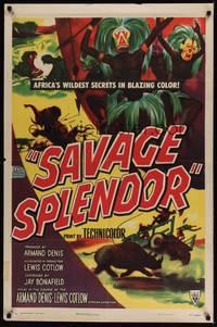 1y730 SAVAGE SPLENDOR style A 1sh '49 Armand Denis African jungle expedition!