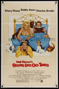 1y742 SEEMS LIKE OLD TIMES 1sh '80 Tanenbaum art of Chevy Chase, Goldie Hawn & Charles Grodin!