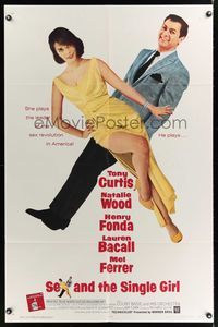 1y751 SEX & THE SINGLE GIRL 1sh '65 great full-length image of Tony Curtis & sexiest Natalie Wood!